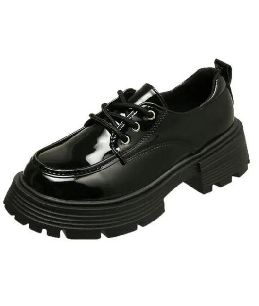 Women’s Platform Patent Leather Loafers Deep Black