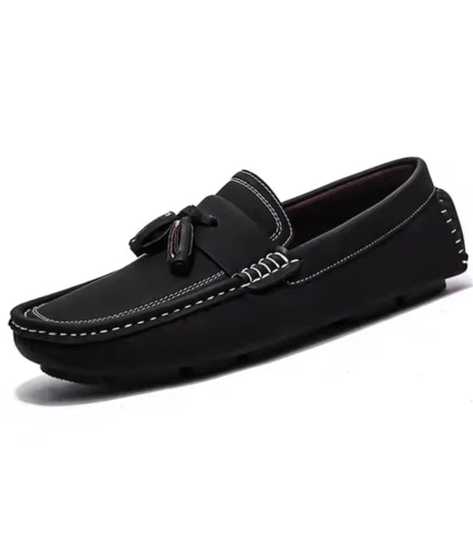 Men’s Tassel Leather Loafers Deep Black