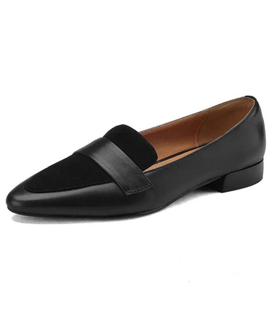 Women’s Low Heel Leather Loafers Deep Black