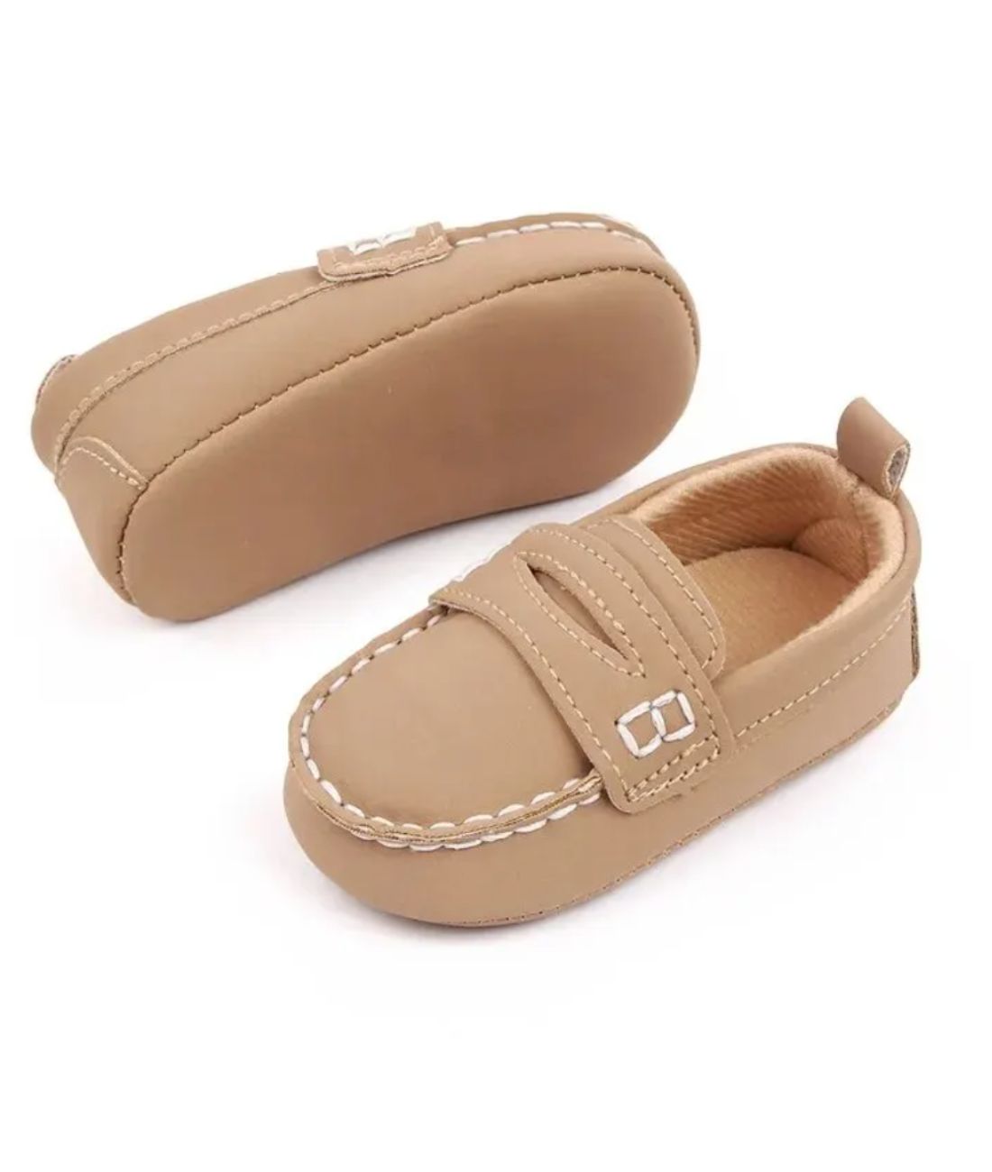 Girls’ Slip On Leather Loafers Sand Beige Pointed Toe
