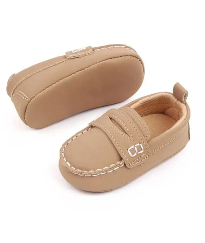 Girls’ Slip On Leather Loafers Sand Beige Pointed Toe