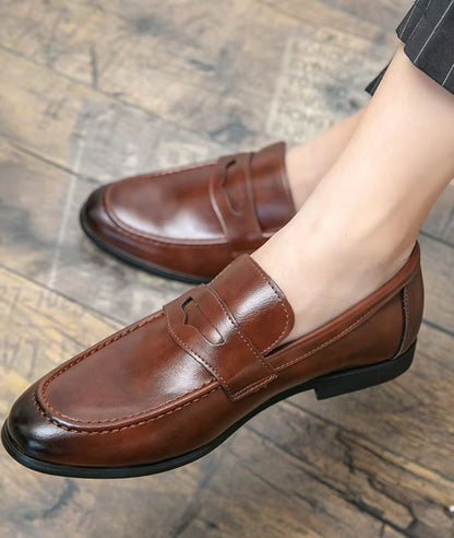 Men’s Penny Suede Loafers Cognac Brown