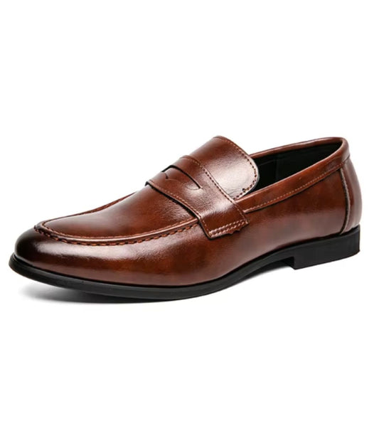 Men’s Penny Suede Loafers Cognac Brown