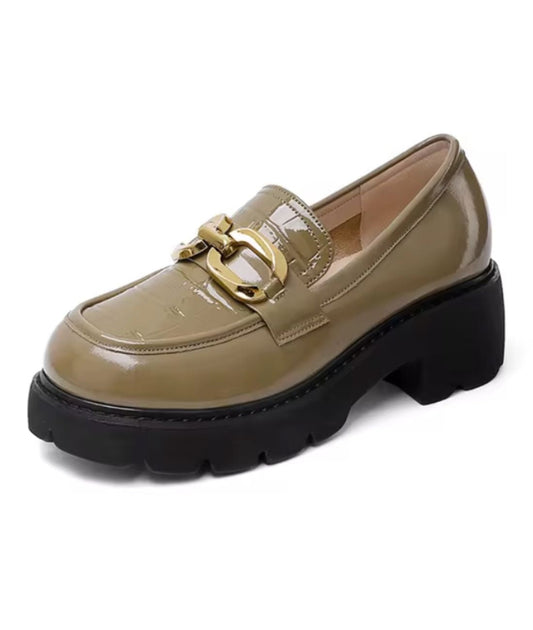 Women’s Platform Patent Leather Loafers Burgundy