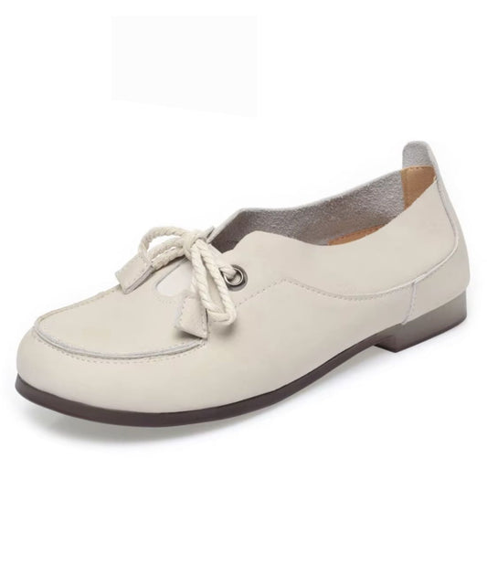Women’s Lace Up Leather Loafers Off White