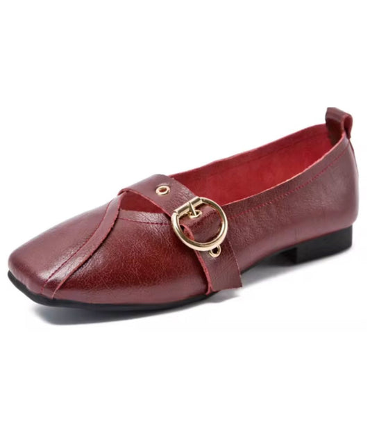 Women’s Slip On Patent Leather Loafers Burgundy