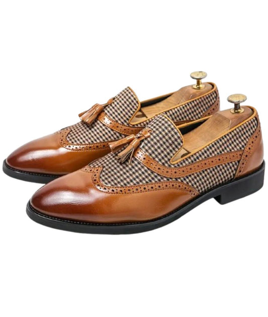 Men’s Tassel Leather Loafers Coffee Brown