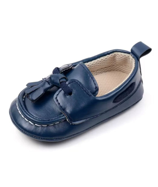 Baby Tassel Leather Loafers Navy