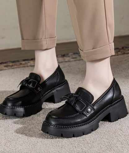 Women’s Low Heel Patent Leather Loafers Deep Black