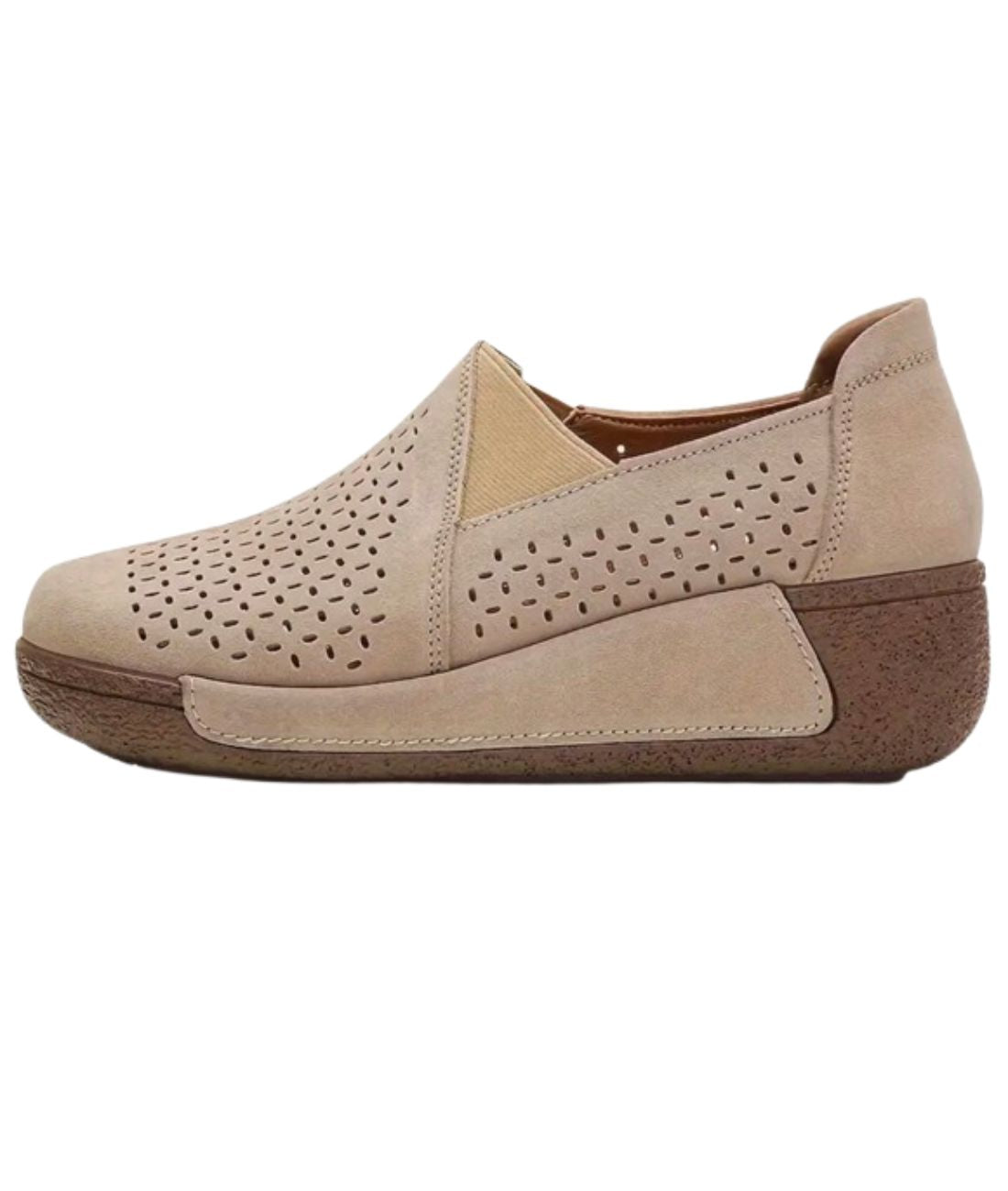 Women’s Pointed Toe Slip On Leather Loafers Sand Beige