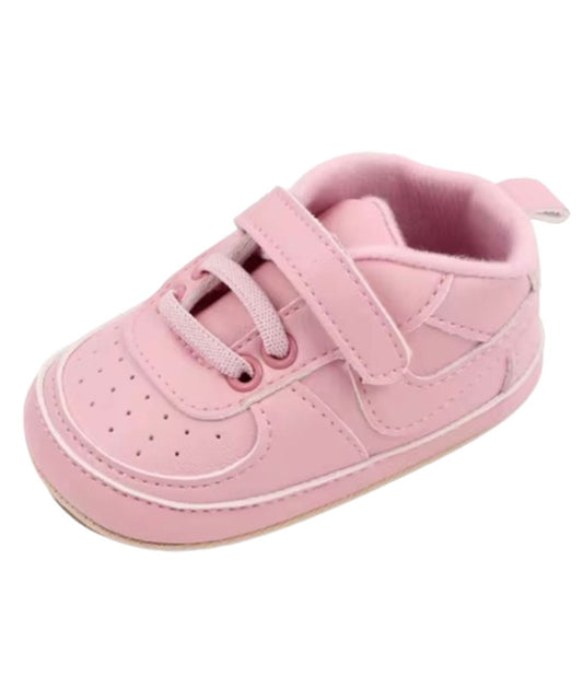 Baby Round Toe Lace Up Patent Leather Loafers Fuchsia