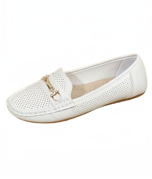 Women’s Horsebit Patent Leather Loafers Off White
