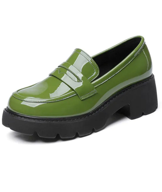 Women’s Platform Patent Leather Loafers Blue