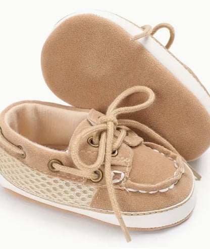 Baby Lace Up Suede Loafers Sand Beige