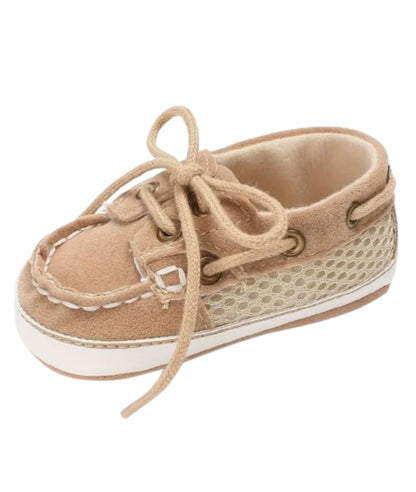 Baby Lace Up Suede Loafers Sand Beige