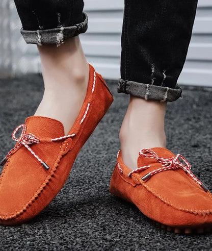 Men’s Driving Suede Loafers Vermilion Red