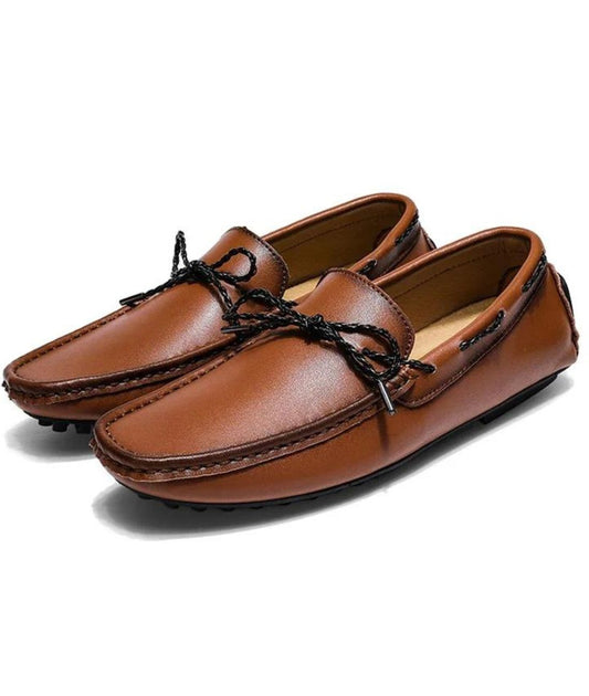 Men’s Driving Patent Leather Loafers Coffee Brown