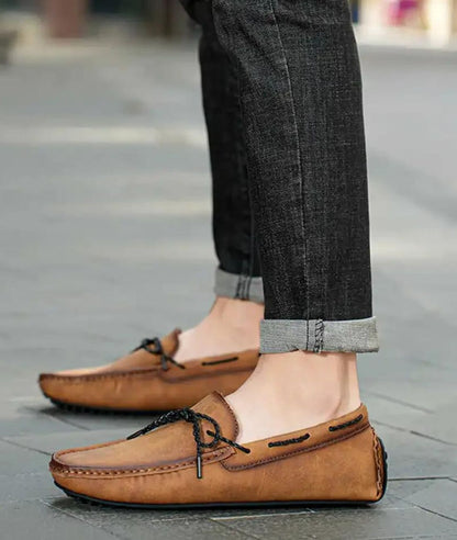 Men’s Driving Leather Loafers in Cognac Brown