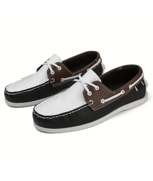 Men’s Lace Up Patent Leather Loafers Deep Black