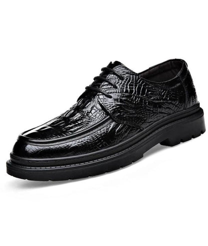 Men’s Chunky Patent Leather Pointed Toe Loafers Deep Black