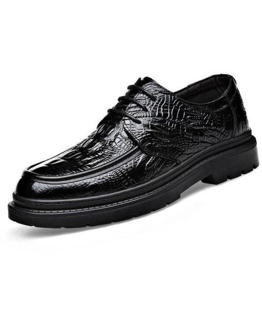 Men’s Chunky Patent Leather Pointed Toe Loafers Deep Black