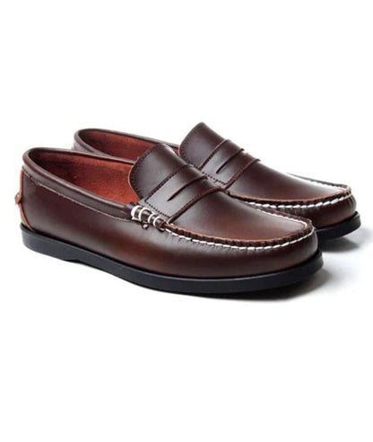 Mens Penny Leather Loafers Coffee Brown