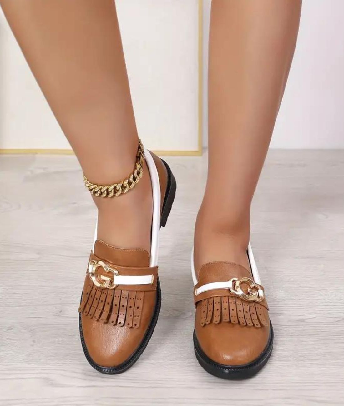 Men’s Slip On Patent Leather Loafers Cognac Brown