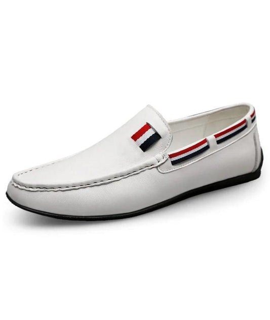 Womens Slip On Patent Leather Loafers Off White