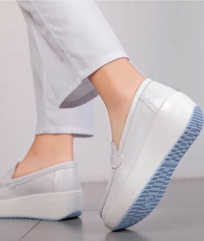 Women’s Platform Leather Loafers Off White Chunky Sole