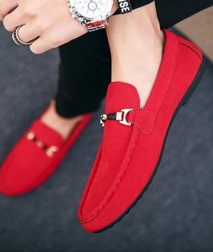 Men’s Slip On Patent Leather Loafers Vermilion Red
