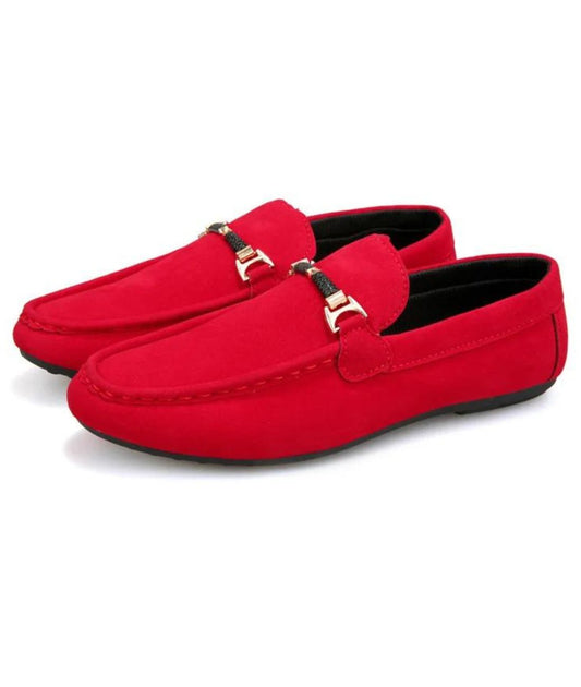 Men’s Slip On Patent Leather Loafers Vermilion Red