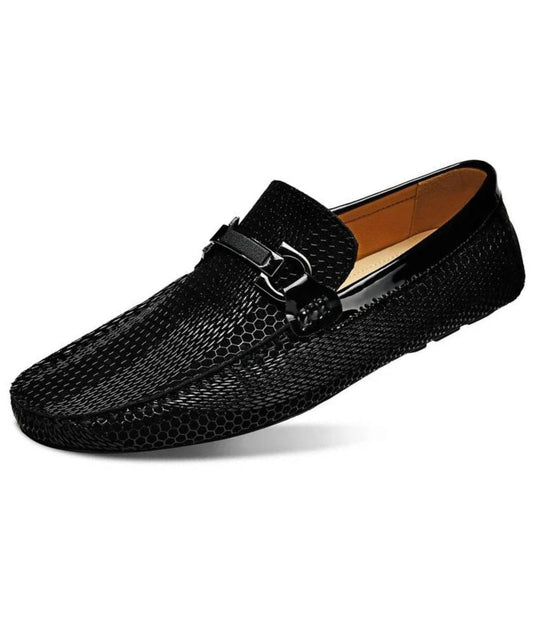 Men’s Penny Pointed Toe Leather Loafers Deep Black