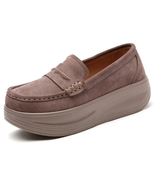 Women’s Platform Suede Loafers Coffee Brown