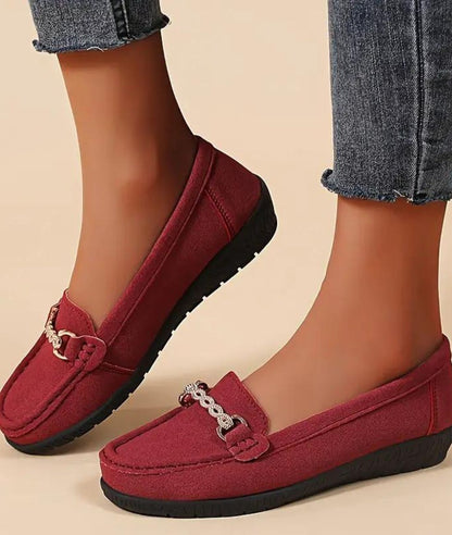 Women’s Horsebit Suede Loafers Vermilion Red