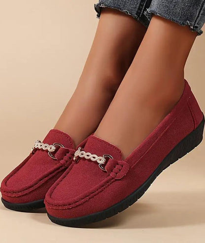 Women’s Horsebit Suede Loafers Vermilion Red