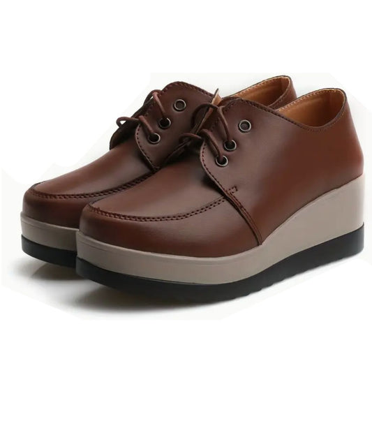 Women’s Lace Up Leather Loafers Cognac Brown Pointed Toe