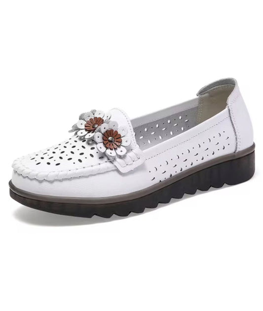 Women’s Platform Patent Leather Loafers Off White