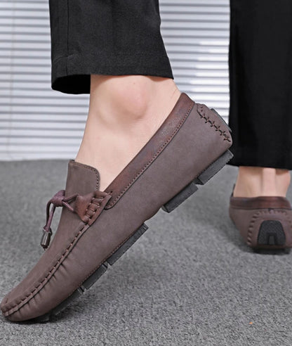 Men’s Tassel Patent Leather Loafers Coffee Brown