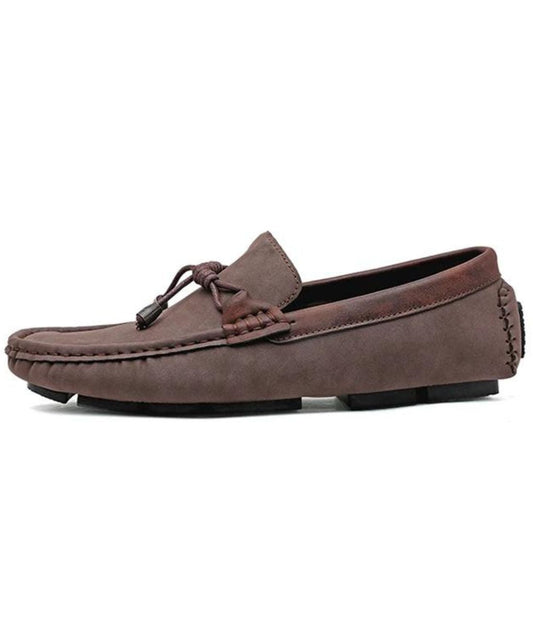 Men’s Tassel Patent Leather Loafers Coffee Brown