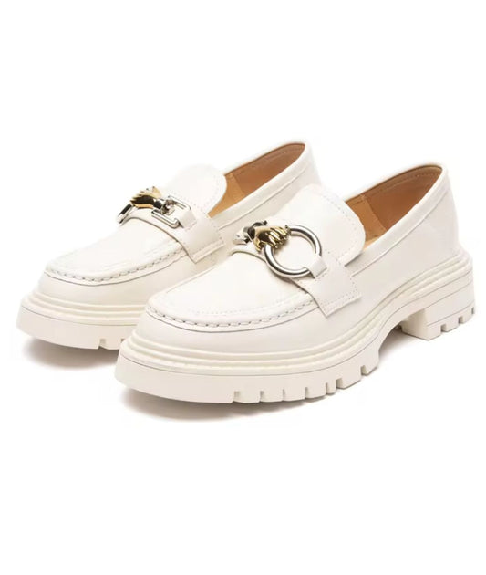 Women’s Horsebit Leather Loafers Cream
