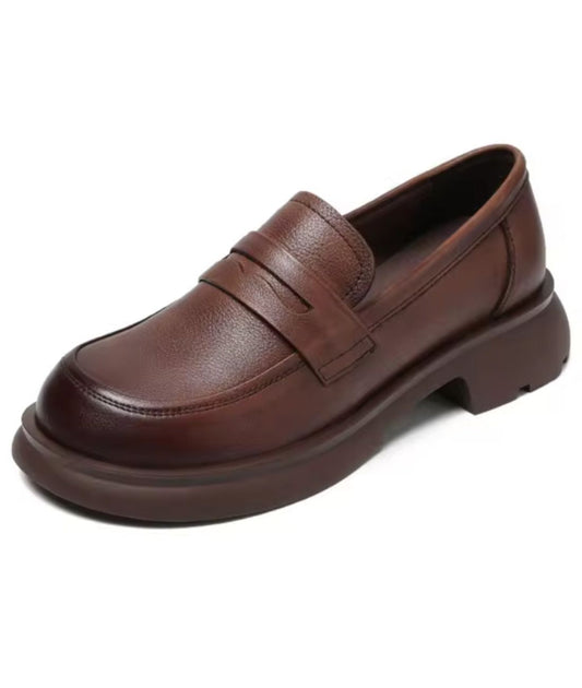 Men’s Platform Leather Loafers Coffee Brown
