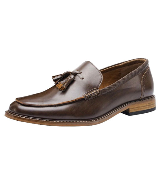 Men’s Tassel Leather Loafers Coffee Brown