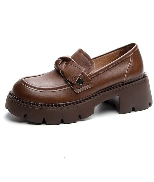 Women’s Platform Patent Leather Loafers Cognac Brown