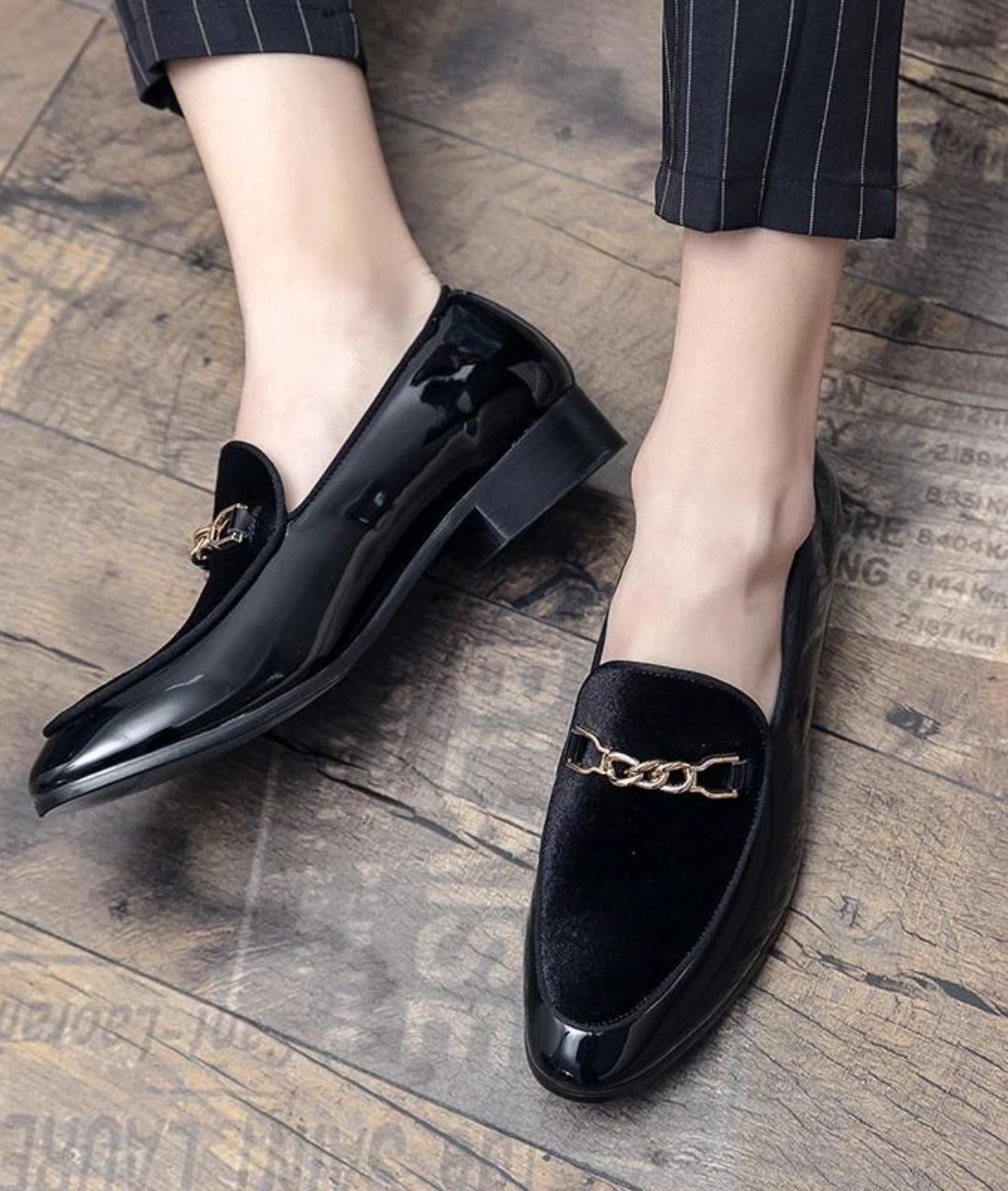 Men’s Horsebit Patent Leather Loafers Deep Black