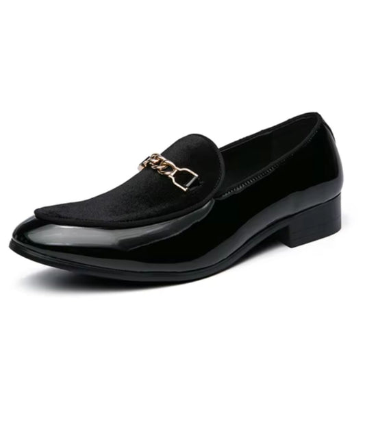 Men’s Horsebit Patent Leather Loafers Deep Black