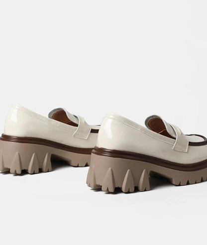 Women’s Platform Patent Leather Loafers Off White