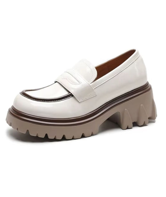 Women’s Platform Patent Leather Loafers Off White