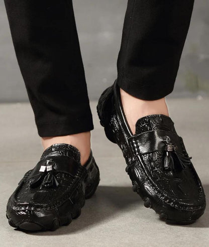 Men’s Tassel Patent Leather Loafers Deep Black