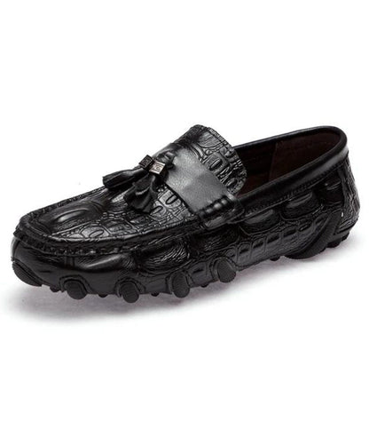 Men’s Tassel Patent Leather Loafers Deep Black
