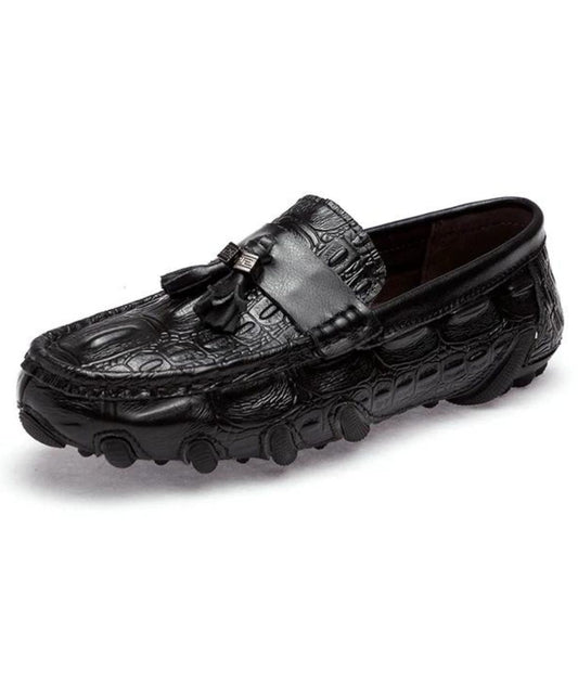 Men’s Tassel Patent Leather Loafers Deep Black